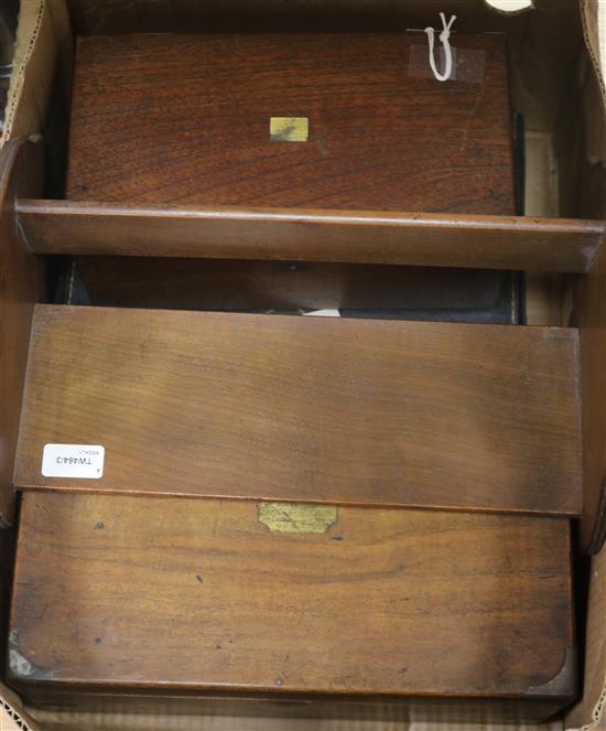 A Georgian mahogany two-division tea caddy and three other items,